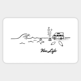 Van Life California Sandy Beach Wave Surf Campfire Sticker